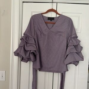 Sunday in Brooklyn, Anthropologie Plaid puff sleeve blouse with bow